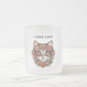 TASSE GIVRÉ J'AIME LES CHATS ART EXTRAORDINAIRE   AMATEURS DE 