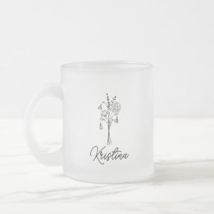 Tasse Givré Janvier Fleur de naissance et nom élégant du scrip