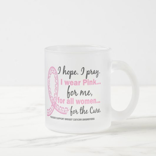 Tasse Givré Je porte le rose pour MOI ruban rose en filigrane (Droit)