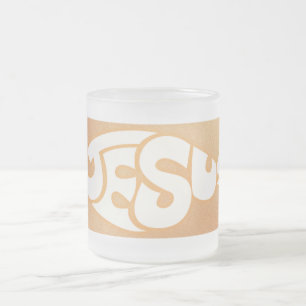 Tasse Givré Jésus Texte en forme de poisson Arrière - plan ora