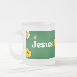 Tasse Givré Jésus Vous Aime Vert Jaune Smiley Mignonne