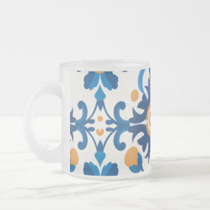 Tasse Givré Jeu de chaudière en verre vintage - Floral bleu et