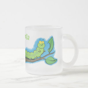 Tasse Givré Joli dessin animé de chenille verte mignonne