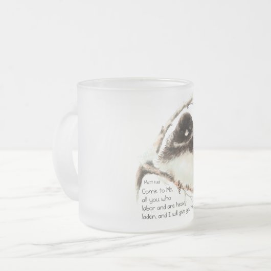 Tasse Givré Jote Junco Bird, Écriture, Matt 11:28, Repos (Devant gauche)