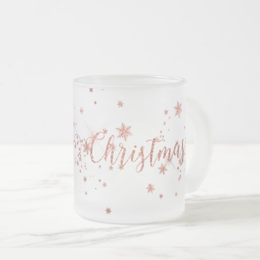 Tasse Givré Joyeux Noël Frosted Rose Or (Devant droit)