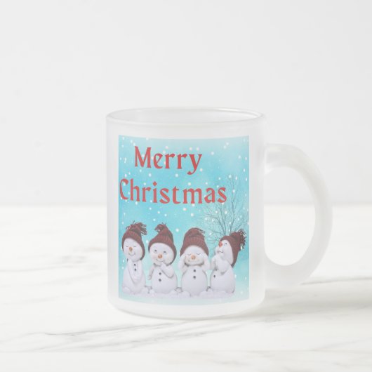 Tasse Givré Joyeux Noël mignon Petits Snowmen adorable (Droit)