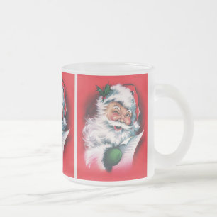 Tasse Givré Joyeux Noël, vintage, rétro, Père Noël, heureu