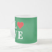 Tasse Givré L'AMOUR et le coeur verts (Devant gauche)