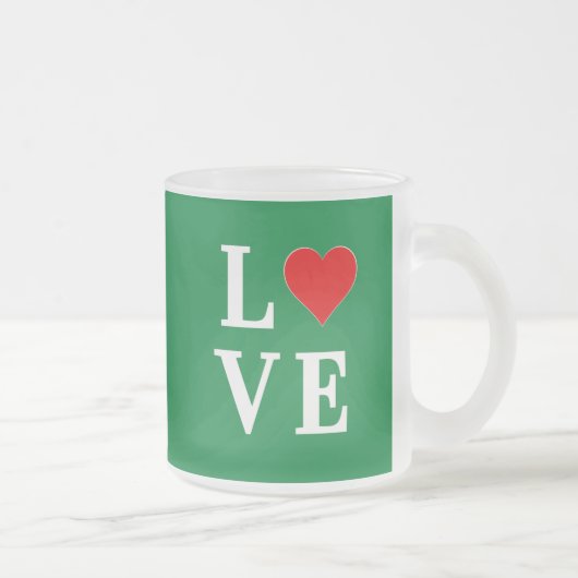 Tasse Givré L'AMOUR et le coeur verts (Droit)