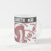 Tasse Givré Le volleyball rouge foncé | personnalisent (Devant droit)
