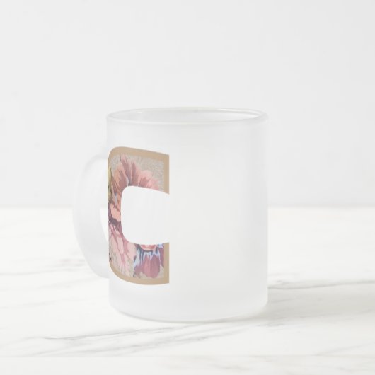 Tasse Givré LETTRE INITIALE Florale Rustique C Monogramme (Devant gauche)