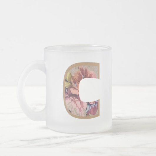 Tasse Givré LETTRE INITIALE Florale Rustique C Monogramme (Gauche)