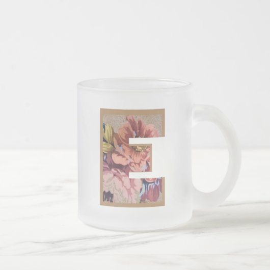 Tasse Givré LETTRE INITIALE Florale Rustique E MONogramme (Droit)