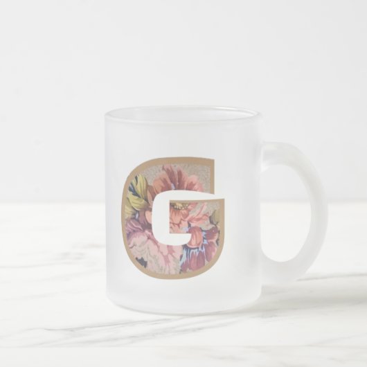 Tasse Givré LETTRE INITIALE Florale Rustique G MONogramme (Droit)