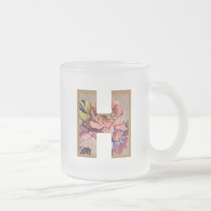 Tasse Givré Lettre initiale florale rustique H monogramme