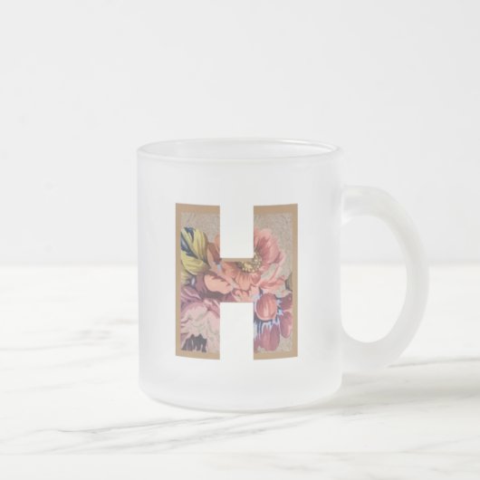 Tasse Givré Lettre initiale florale rustique H monogramme (Droit)
