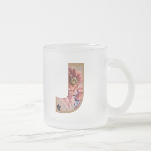 Tasse Givré LETTRE INITIALE Florale Rustique J Monogramme (Droit)