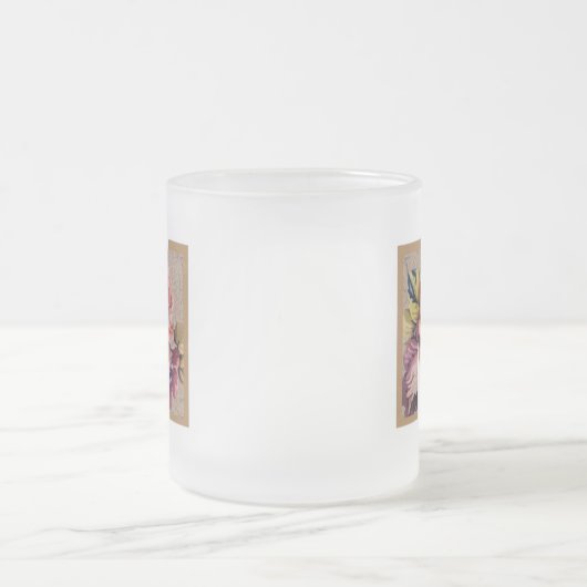 Tasse Givré LETTRE INITIALE Florale Rustique M Monogramme (Centre)