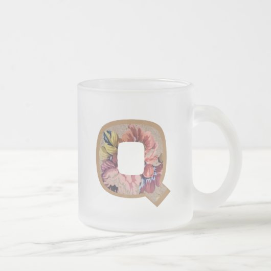 Tasse Givré LETTRE INITIALE Florale Rustique Q MONogramme (Droit)