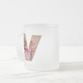 Tasse Givré LETTRE INITIALE Florale Rustique V MONogramme (Devant gauche)