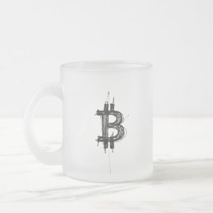 Tasse Givré Logo Bitcoin en ligne art (Noir ₿)