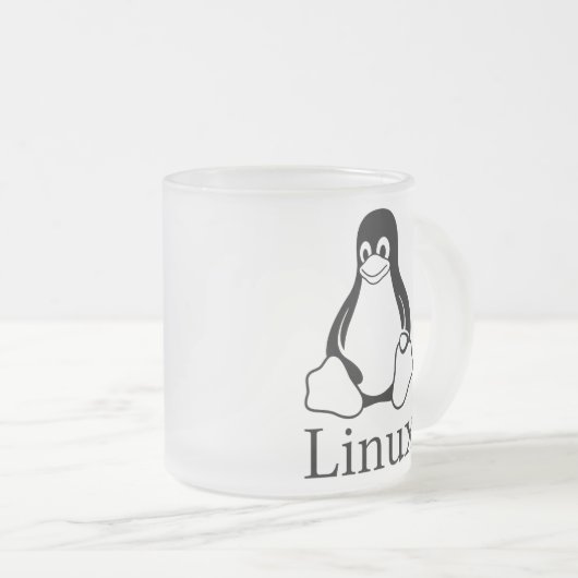 Tasse Givré Logo de Linux avec Tux le pingouin de Linux (Devant droit)