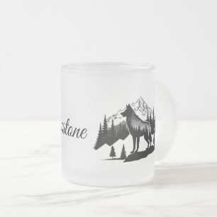 Tasse Givré Loup de Tige-Yellowstone en verre dépoli