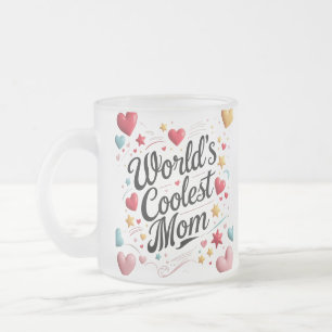 Tasse Givré Maman la plus cool du monde - Coeurs et étoiles co