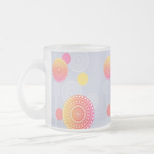 Tasse Givré Mandala vibré rose jaune aléatoire (Gauche)