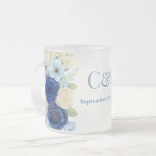 Tasse Givré Marine Royal Bue Mariage Aquarelle couleur ivoire 