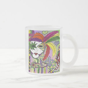 Tasse Givré Masque à plumes de Mardi Gras psychédélique