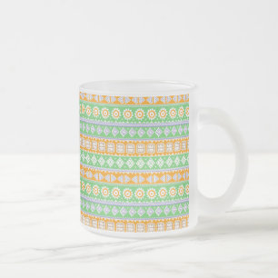 Tasse Givré Mignons motifs ethniques orange et vert design