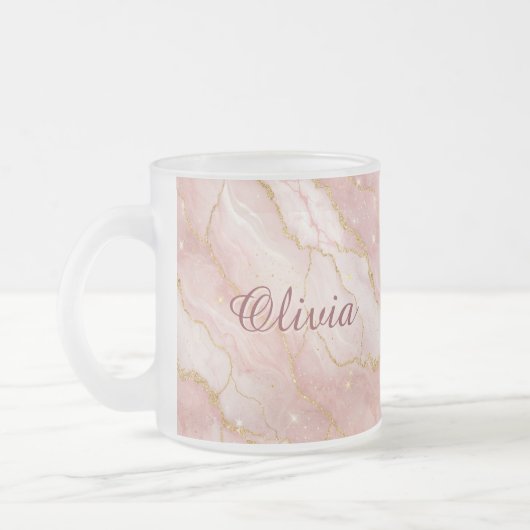 Tasse Givré Modern Rose Quartz Marble Gold Glitter (Gauche)