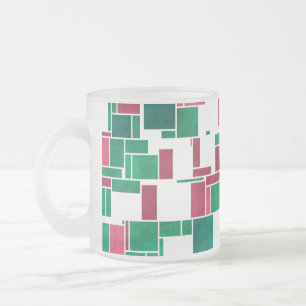 Tasse Givré Moderne Gras Rouge et Vert Noël Mondrian