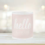 Tasse Givré Moderne Minimal Pastel Rose Bonjour Et Vous Nom<br><div class="desc">Moderne Minimal Pastel Rose Bonjour Et Vous Nom</div>