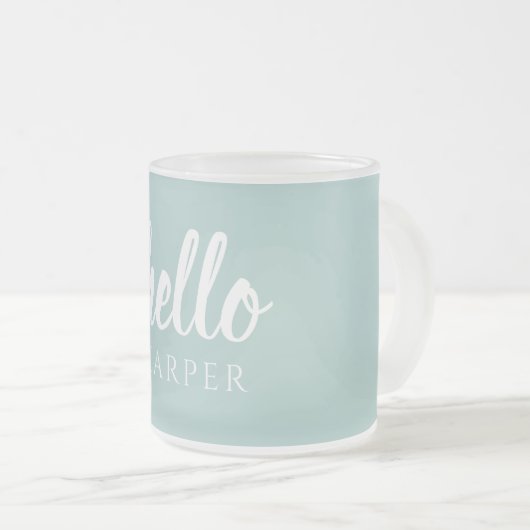 Tasse Givré Moderne Minimale Vert Et Blanc Bonjour Et Vous Nom (Devant droit)