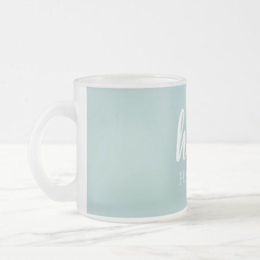 Tasse Givré Moderne Minimale Vert Et Blanc Bonjour Et Vous Nom (Gauche)