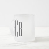 Tasse Givré Moderne Noir Simple Trois LETTRE Mariage Monogramm (Devant gauche)