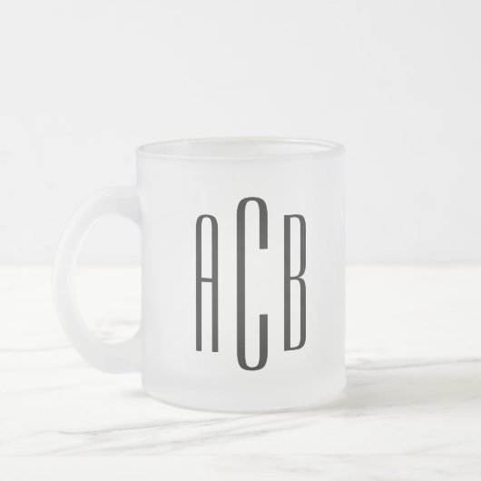Tasse Givré Moderne Noir Simple Trois LETTRE Mariage Monogramm (Gauche)