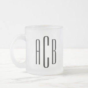Tasse Givré Monogramme de mariage moderne à trois lettres noir