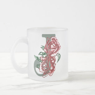 Tasse Givré monogramme floral lettre majuscule J