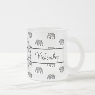 Tasse Givré Monogramme géométrique éléphant noir et blanc