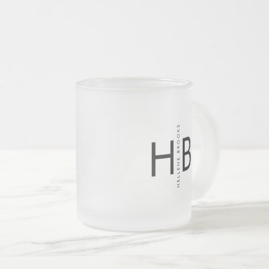 Tasse Givré Monogramme initial noir moderne (Devant droit)