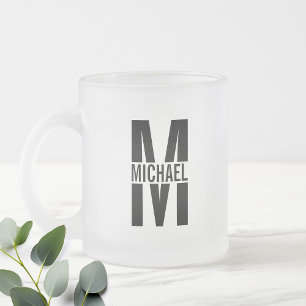 Tasse Givré Monogramme personnalisé et nom Café en verre poli