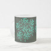 Tasse Givré Motif à fleurs vintage vert sur (Devant gauche)