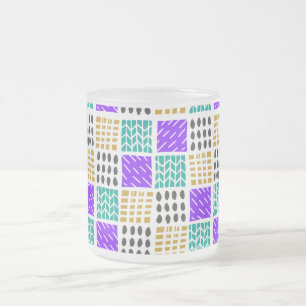 Tasse Givré Motif Abstrait Géométrique de Carrés Colorés