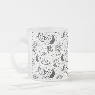 Tasse Givré Motif cachemire noir et blanc – Art textile élégan