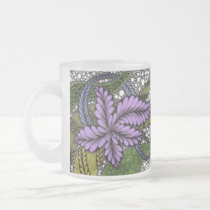Tasse Givré Motif de doodle zen de fleur de feuille violette f