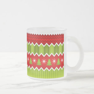 Tasse Givré Motif De Frappes Chevron Rouge Et Vert Noël