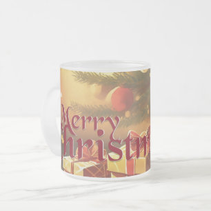 Tasse Givré Motif de Noël, avec des cadeaux sous l'arbre de No